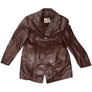 Sears The Leather Shop Vintage 80s Men 40 Reg Leather Lined Jacket Brown